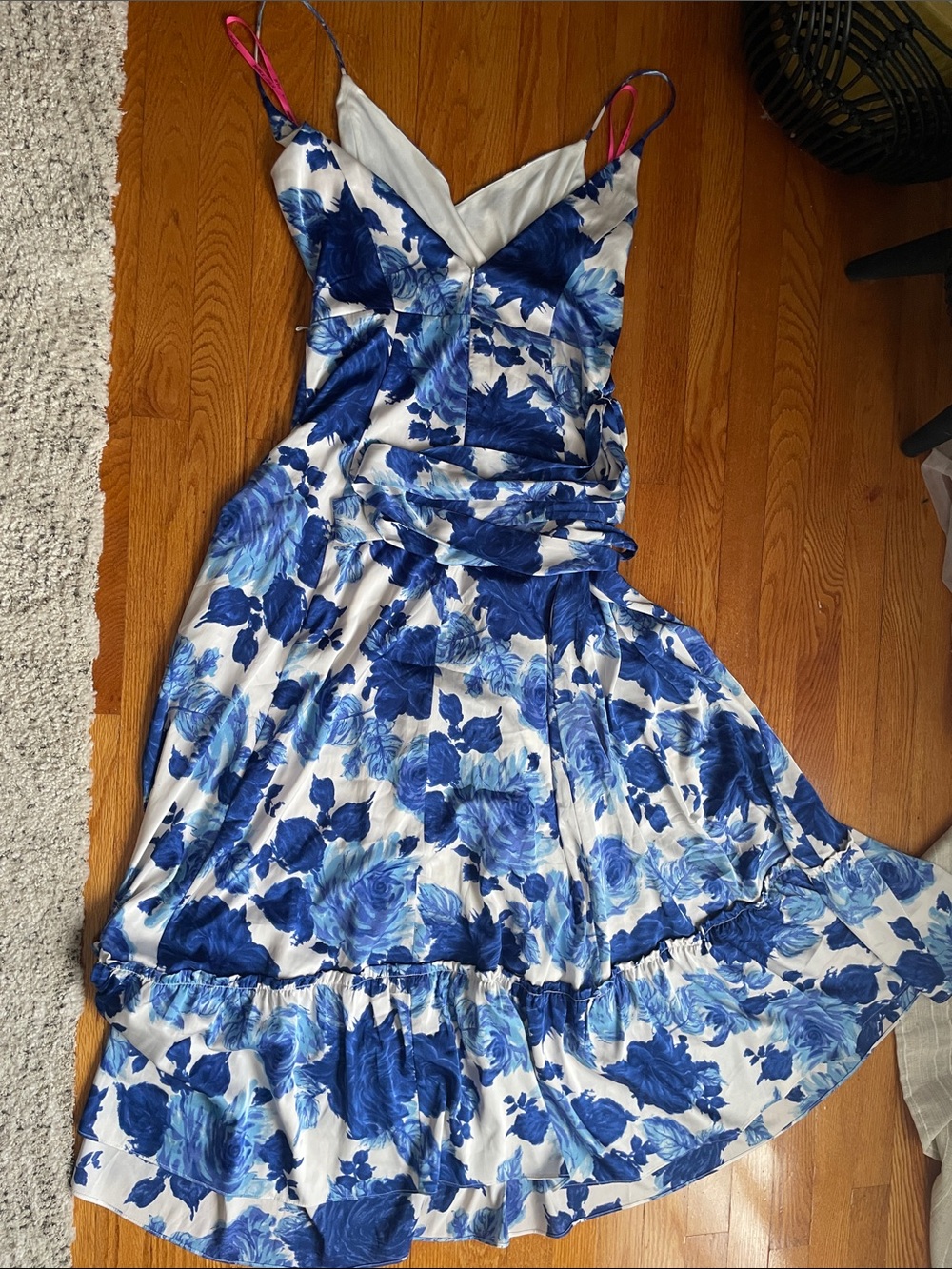 Betsey Johnson Blue & White Floral Tie-Waist Maxi Dress - Picture 6 of 6